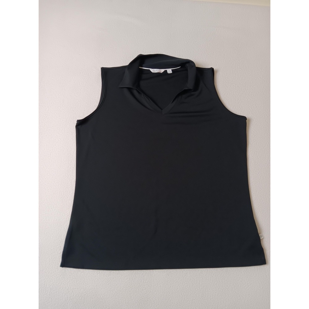 Lady Hagen Essentials Womens Large Black Sleeveless Golf Polo V-Neck Shirt L